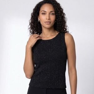 J.B.S.‎ Ltd. Tank Top Women Small Black Glitter Sleeveless Sparkle Made in USA